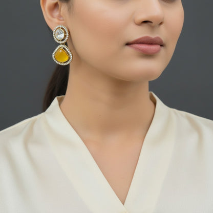 Luxury Dual Stone Drop Earrings for Women | Lady Zone