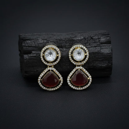 Luxury Dual Stone Drop Earrings for Women | Lady Zone