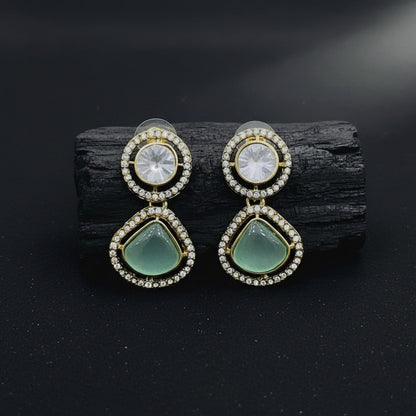 Luxury Dual Stone Drop Earrings for Women | Lady Zone
