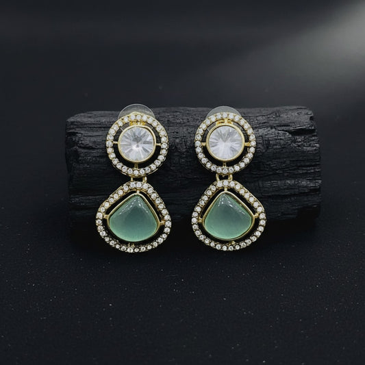 Luxury Dual Stone Drop Earrings for Women | Lady Zone