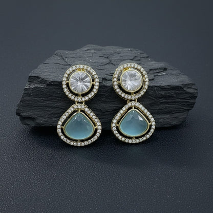 Luxury Dual Stone Drop Earrings for Women | Lady Zone