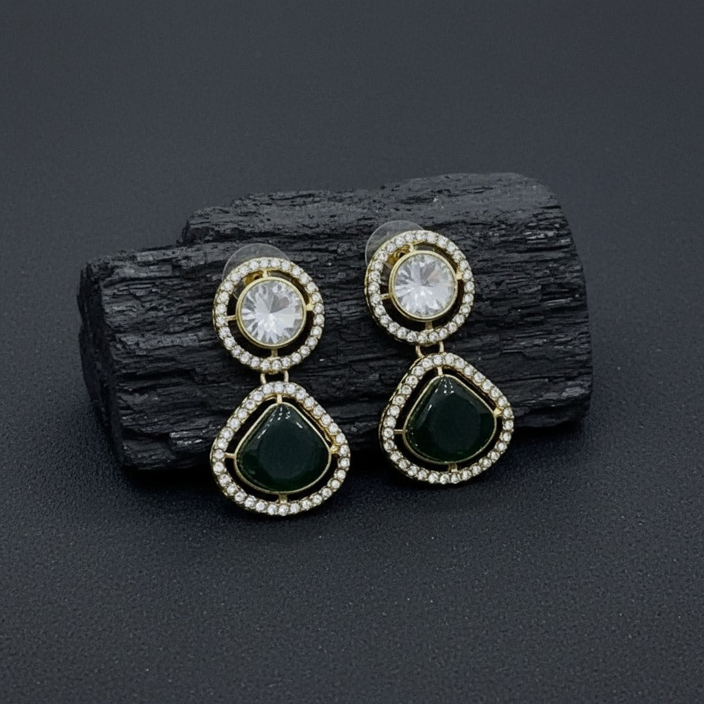 Luxury Dual Stone Drop Earrings for Women | Lady Zone