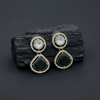 Luxury Dual Stone Drop Earrings for Women | Lady Zone