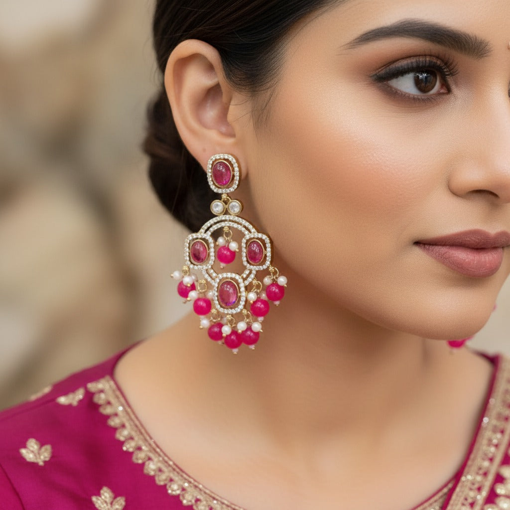 Traditional Beaded Chandbali Earrings for Women | Lady Zone