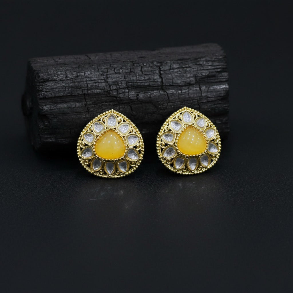 Traditional Kundan Teardrop Stud Earrings for Women | Lady Zone