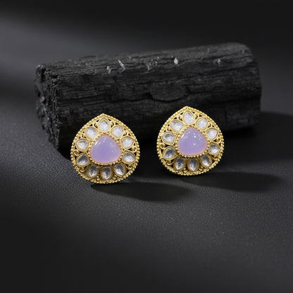 Traditional Kundan Teardrop Stud Earrings for Women | Lady Zone