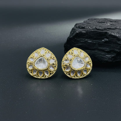 Traditional Kundan Teardrop Stud Earrings for Women | Lady Zone