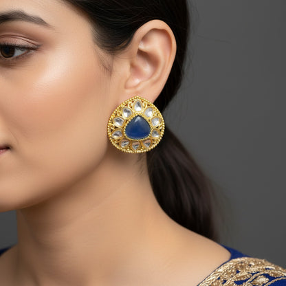 Traditional Kundan Teardrop Stud Earrings for Women | Lady Zone