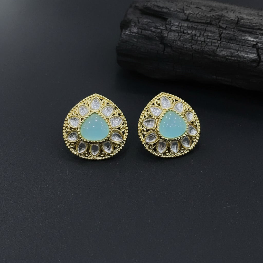 Traditional Kundan Teardrop Stud Earrings for Women | Lady Zone