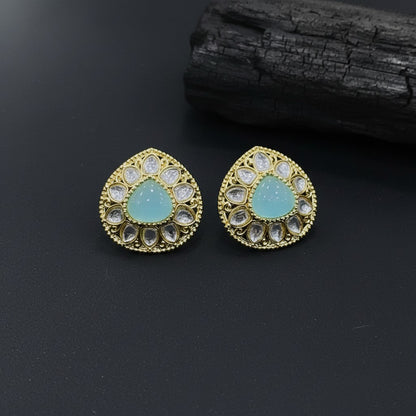 Traditional Kundan Teardrop Stud Earrings for Women | Lady Zone