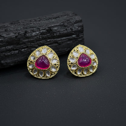 Traditional Kundan Teardrop Stud Earrings for Women | Lady Zone