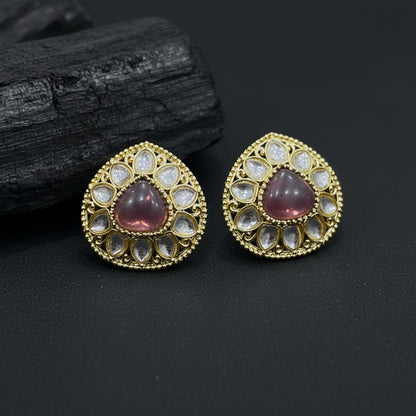 Traditional Kundan Teardrop Stud Earrings for Women | Lady Zone
