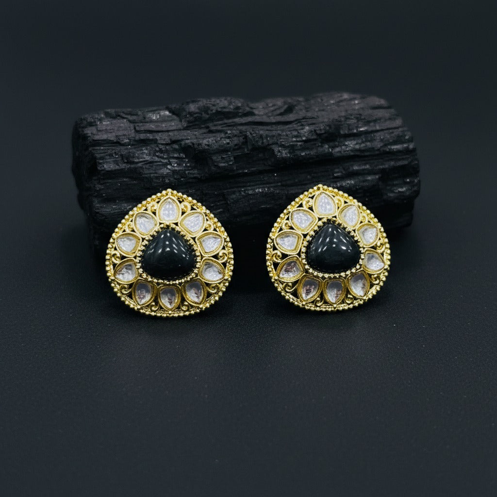 Traditional Kundan Teardrop Stud Earrings for Women | Lady Zone