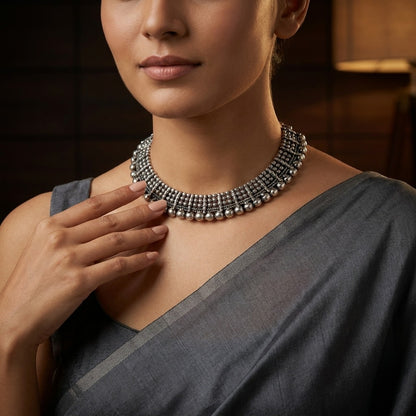 German Silver Oxidised Choker Necklace for Women | Lady Zone