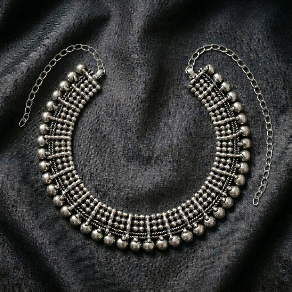 German Silver Oxidised Choker Necklace for Women | Lady Zone