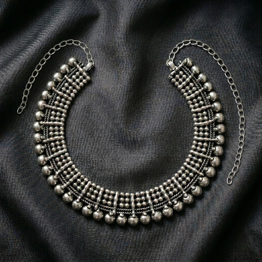 German Silver Oxidised Choker Necklace for Women | Lady Zone
