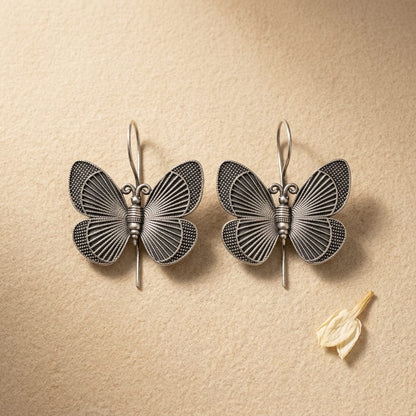 German Silver Butterfly Pattern Earrings for Women | Lady Zone