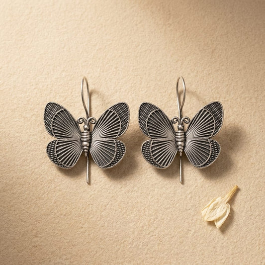 German Silver Butterfly Pattern Earrings for Women | Lady Zone