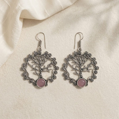 German Silver Tree of Life Stone Earrings for Women | Lady Zone