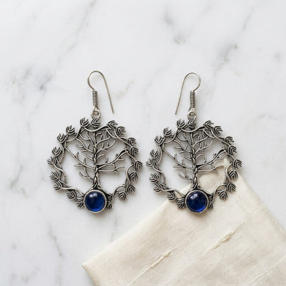 German Silver Tree of Life Stone Earrings for Women | Lady Zone