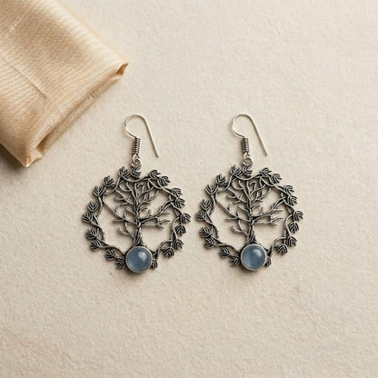 German Silver Tree of Life Stone Earrings for Women | Lady Zone