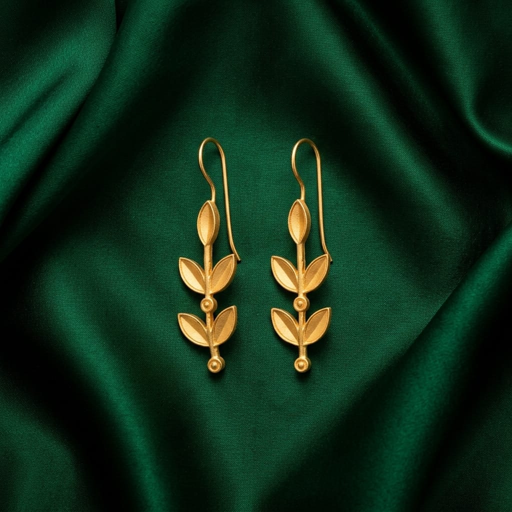 Minimal Gold Leaf Drop Earrings for Women | Lady Zone