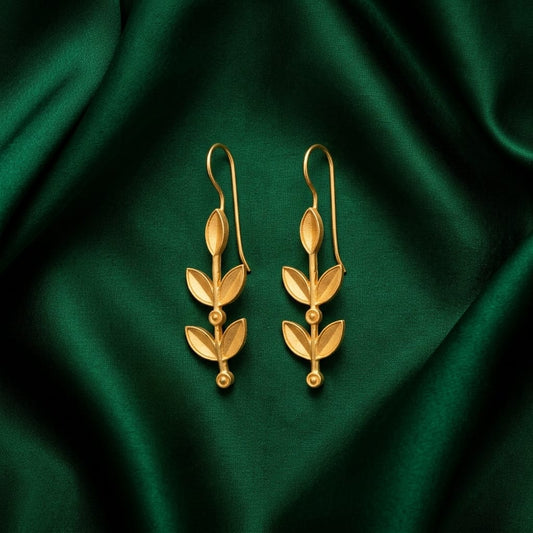 Minimal Gold Leaf Drop Earrings for Women | Lady Zone