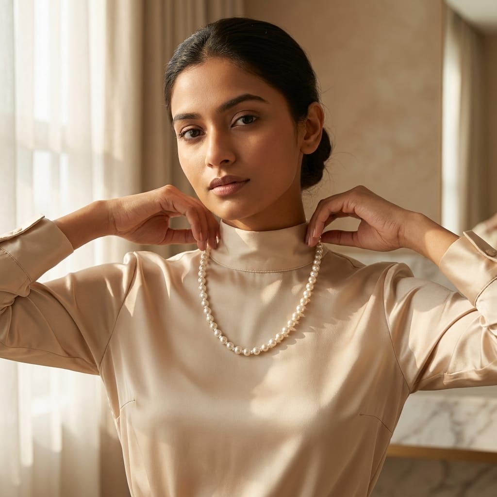 Elegant Pearl White Beaded Necklace for Women | Lady Zone