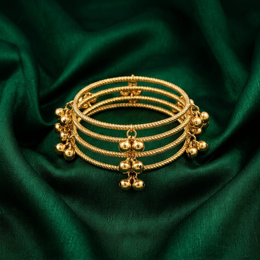 Kashmiri 6 Ghungroo Drop Charm Bangles Set for Women | Lady Zone