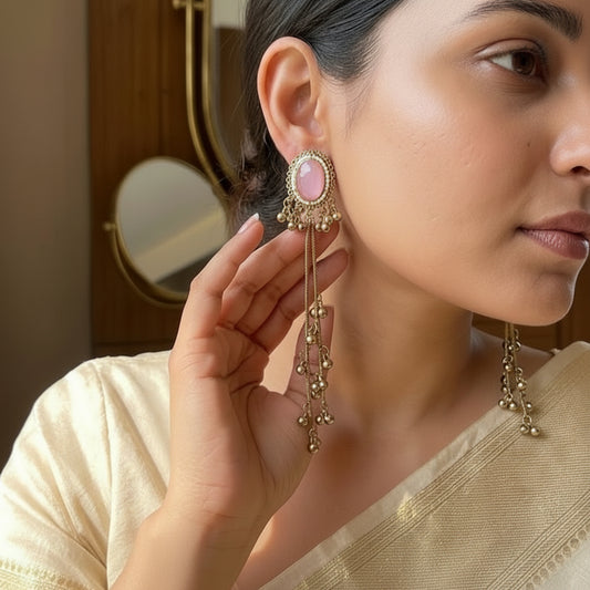 Vintage Pearl Tassel Drop Earrings for Women