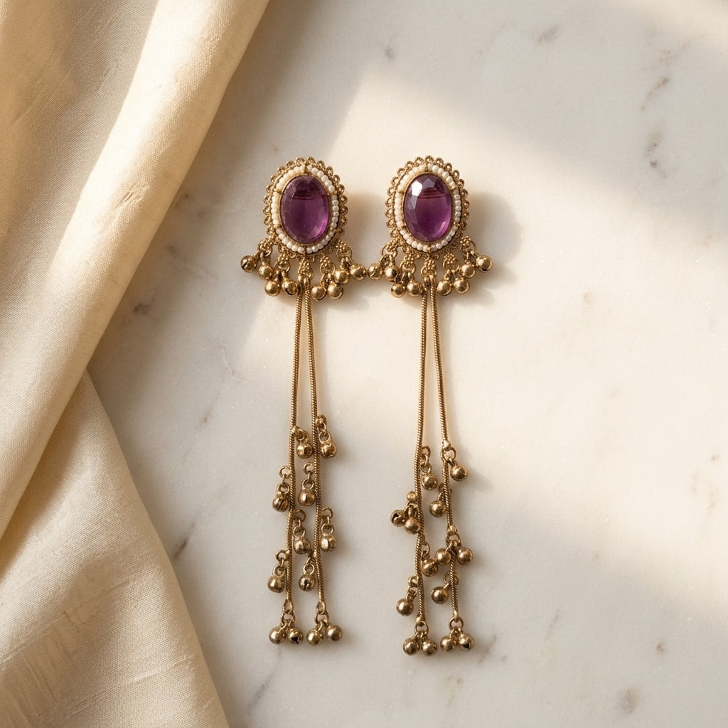 Vintage Pearl Tassel Drop Earrings for Women