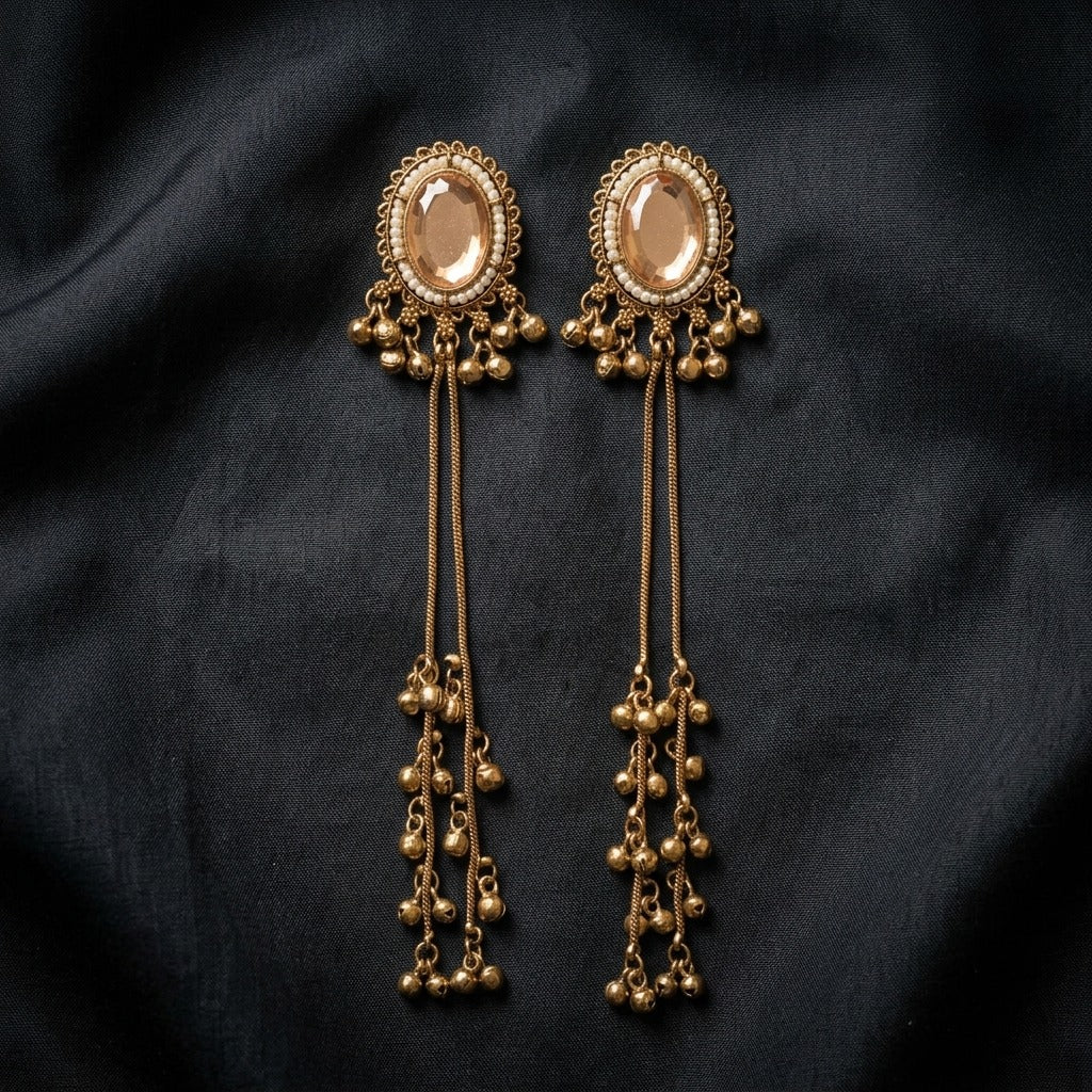 Vintage Pearl Tassel Drop Earrings for Women