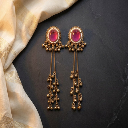 Vintage Pearl Tassel Drop Earrings for Women