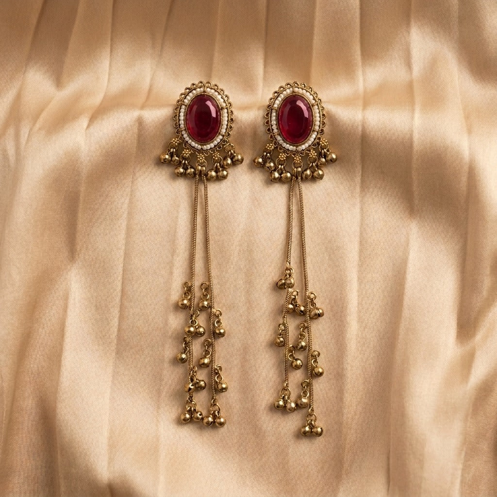 Vintage Pearl Tassel Drop Earrings for Women