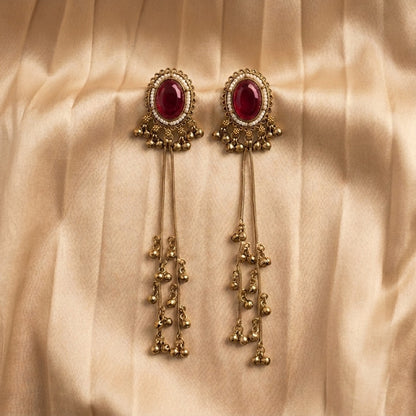 Vintage Pearl Tassel Drop Earrings for Women