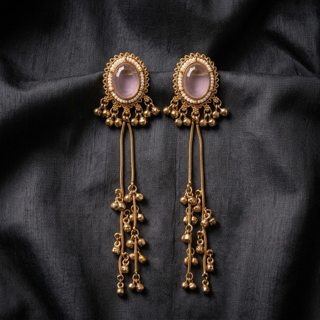 Vintage Pearl Tassel Drop Earrings for Women