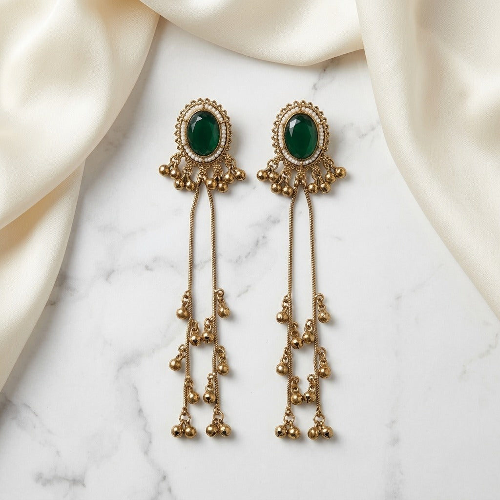 Vintage Pearl Tassel Drop Earrings for Women