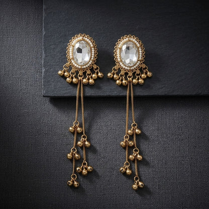 Vintage Pearl Tassel Drop Earrings for Women