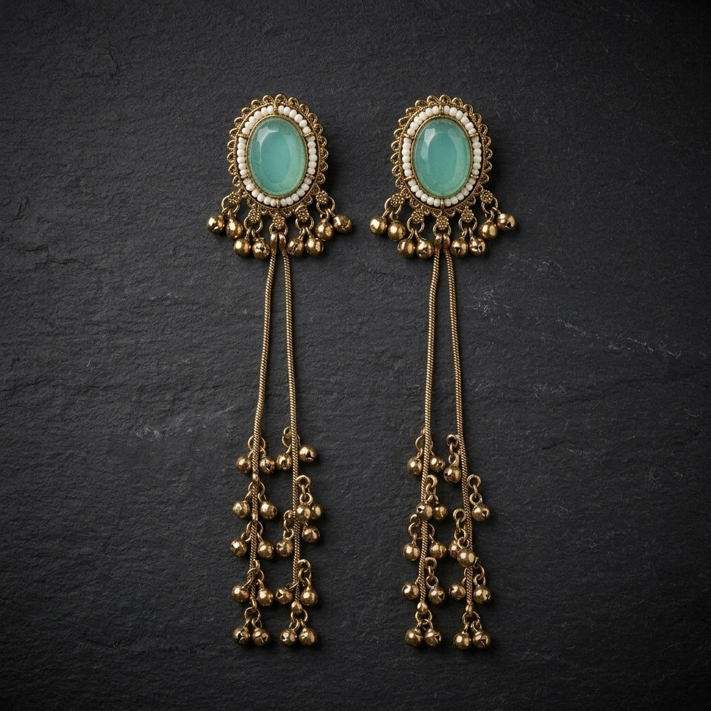 Vintage Pearl Tassel Drop Earrings for Women