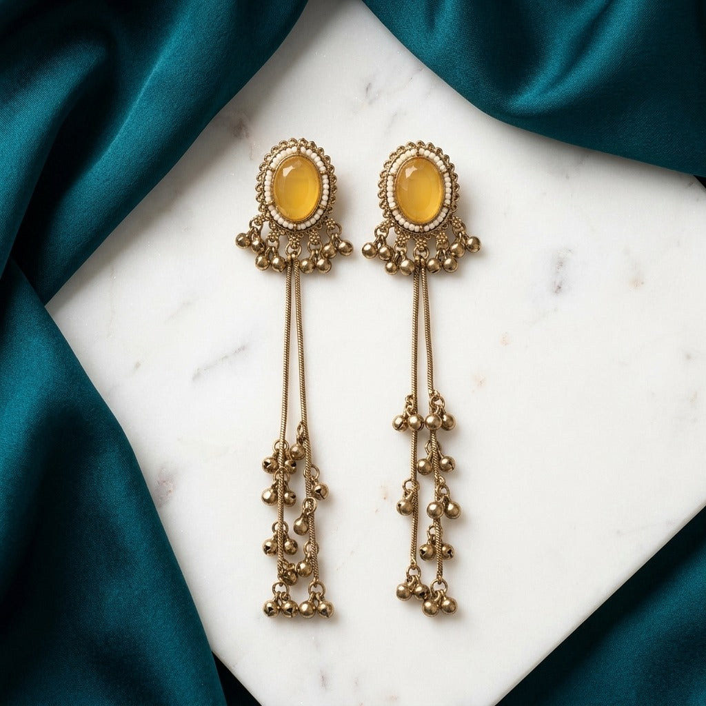 Vintage Pearl Tassel Drop Earrings for Women