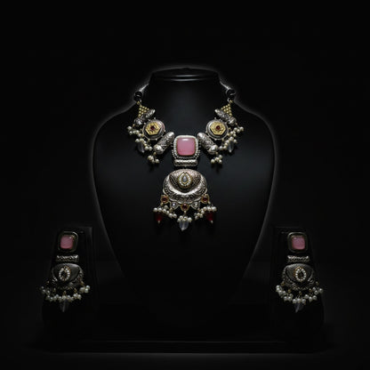 Premium Oxidised German Silver Necklace Set with Earrings