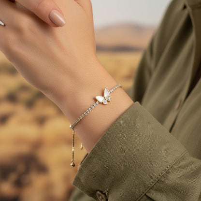 Butterfly Zircon Adjustable Bracelet for Women