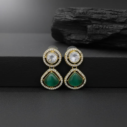 Luxury Dual Stone Drop Earrings for Women | Lady Zone