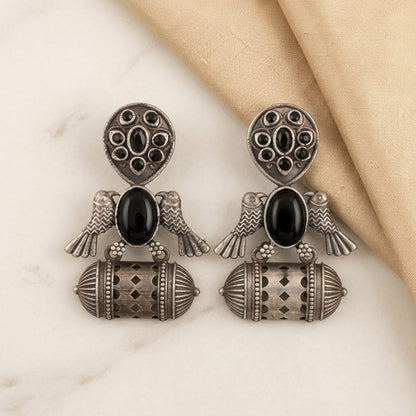 German Silver Bird Motif Lantern Drop Earrings for Women | Lady Zone