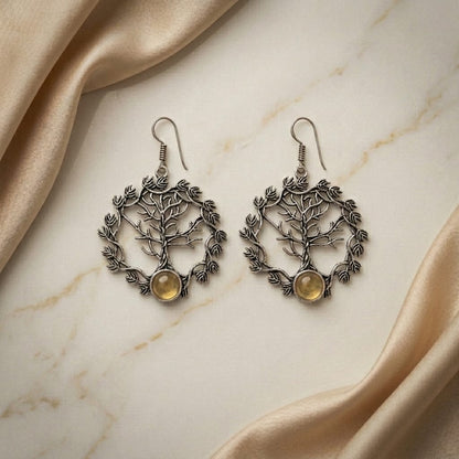 German Silver Tree of Life Stone Earrings for Women | Lady Zone