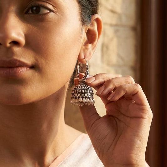 Oxidized Hoop Jhumka Earrings for Women | Lady Zone