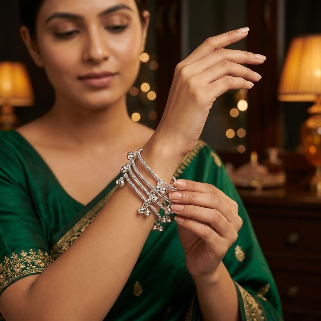 Kashmiri 6 Ghungroo Drop Charm Bangles Set for Women | Lady Zone