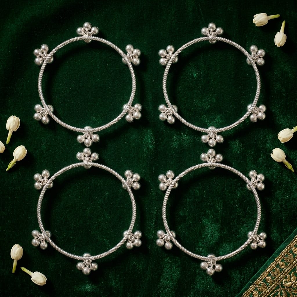 Kashmiri 6 Ghungroo Drop Charm Bangles Set for Women | Lady Zone