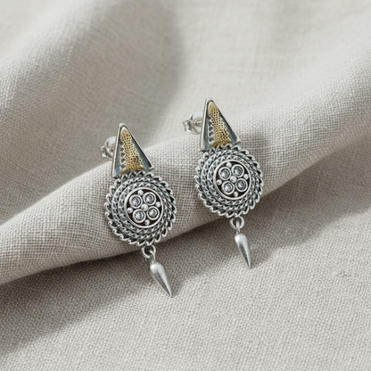 Traditional German Silver Tribal Stud Earrings for Women | Lady Zone