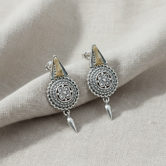 Traditional German Silver Tribal Stud Earrings for Women | Lady Zone